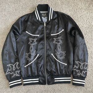 H Bar C Ranchwear Odessa Tour Jacket  Black Label Satin Embroidered Small